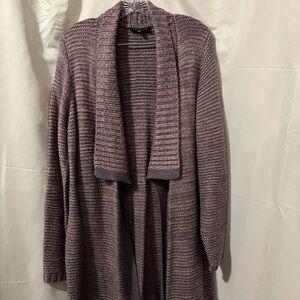 Elegant Women's Long Sweater in Light Purple with Grey Stitch